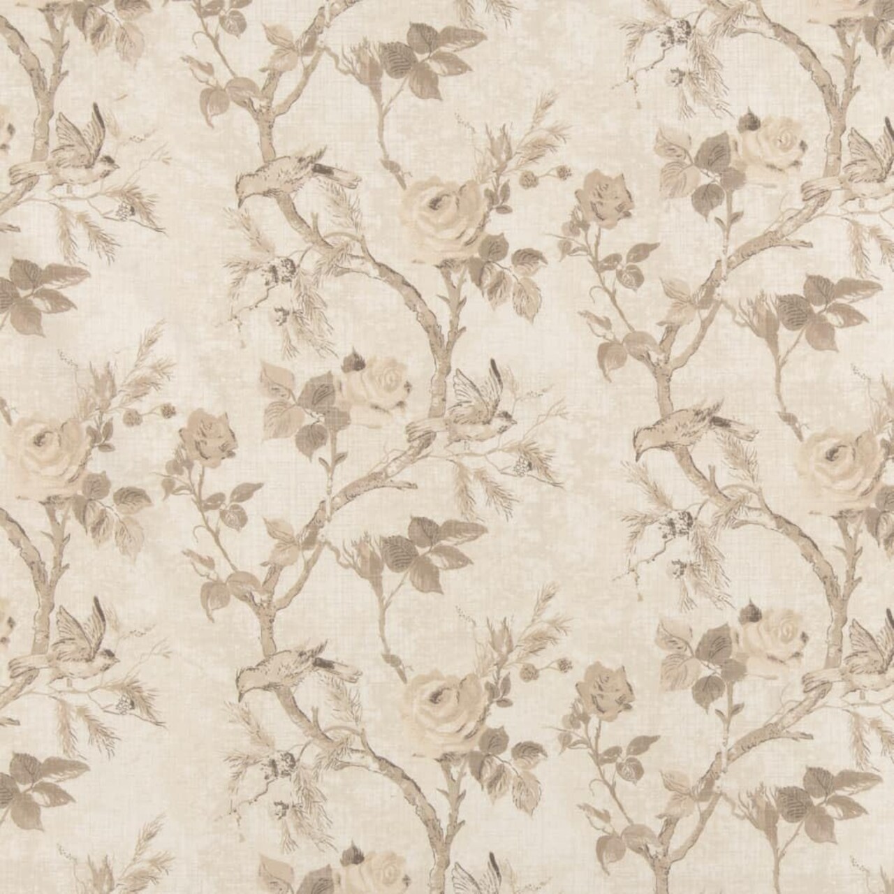Natural Stain Resistant Performance Pet Friendly Floral Print Upholstery Fabric by The Yard - SKU: Majestic Papyrus